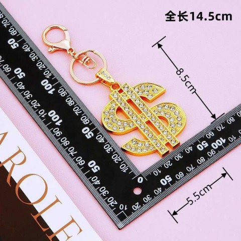 Luxury Kirsite Dollar Symbol Keychain for Women