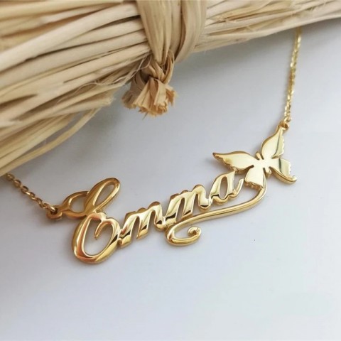 Personalized Stainless Steel Butterfly Name Necklace for Women