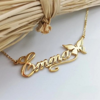 Personalized Stainless Steel Butterfly Name Necklace for Women