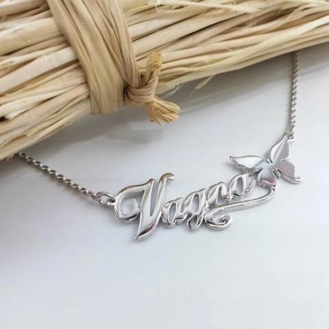 Personalized Stainless Steel Butterfly Name Necklace for Women