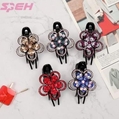 Elegant Duck Beak Hair Clips for Women, Sterling Silver & Crystal Barrettes