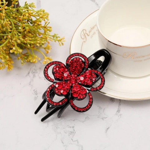 Elegant Duck Beak Hair Clips for Women, Sterling Silver & Crystal Barrettes
