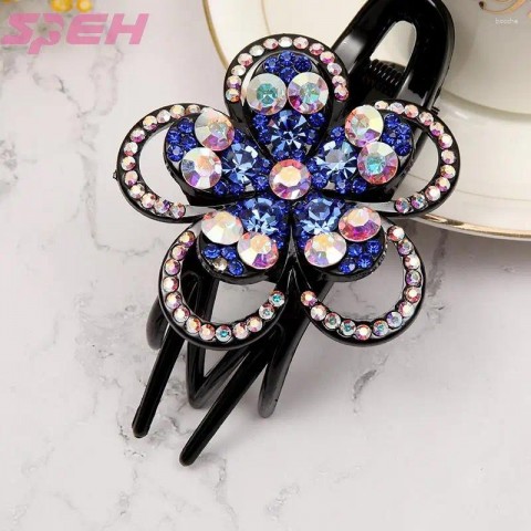 Elegant Duck Beak Hair Clips for Women, Sterling Silver & Crystal Barrettes