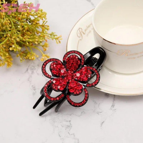 Elegant Duck Beak Hair Clips for Women, Sterling Silver & Crystal Barrettes