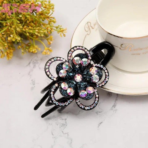 Elegant Duck Beak Hair Clips for Women, Sterling Silver & Crystal Barrettes