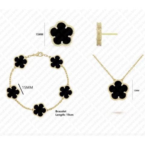 Luxury Women's Pink and Gold Clover Jewelry Set with Diamond Accents