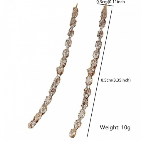 FYUAN Women's Gold Silver Zircon Crystal Dangle Tassel Earrings for Weddings & Parties