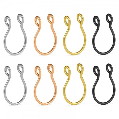Fake Tribal Septum Ring 316L Steel Unisex Clip on Nose Hoop