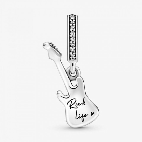 Sterling Silver Electric Guitar Charm Slider Beads for Moments Bracelets