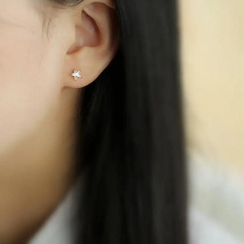 Goldtutu Exquisite 9k Gold Star Stud Earrings for Women - Handmade Fashion Jewelry