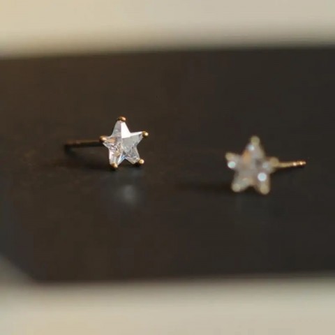 Goldtutu Exquisite 9k Gold Star Stud Earrings for Women - Handmade Fashion Jewelry
