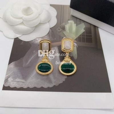 Luxury Vintage 18K Gold Plated Emerald Earrings for Women With Gift Box