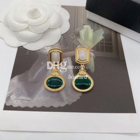 Luxury Vintage 18K Gold Plated Emerald Earrings for Women With Gift Box