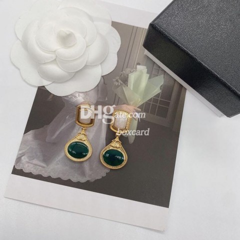 Luxury Vintage 18K Gold Plated Emerald Earrings for Women With Gift Box