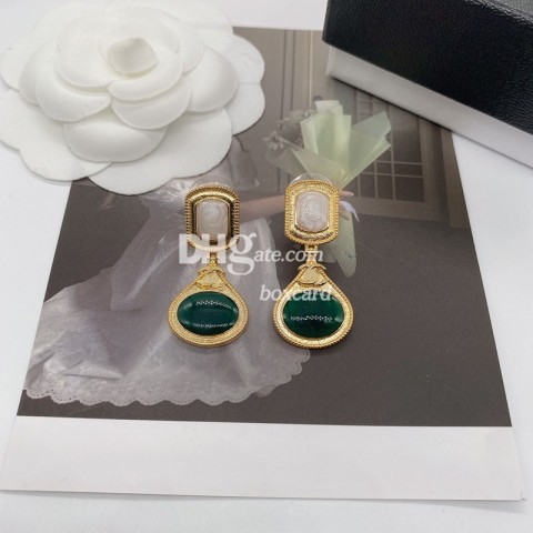 Luxury Vintage 18K Gold Plated Emerald Earrings for Women With Gift Box
