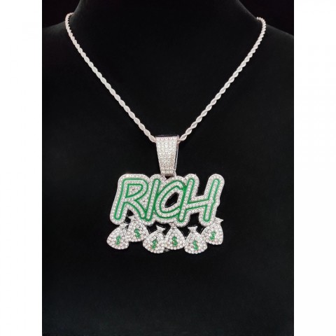 Arrived Bling Hip Hop Rich Money Pendant Chain Necklace for Men & Women - 50cm Party Gift