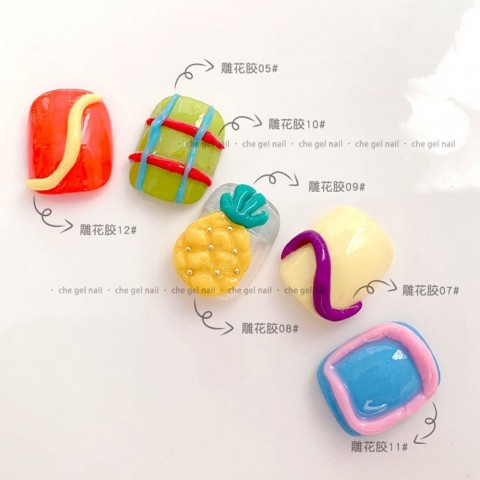 Creative 5D Sculpture Nail Gel Set for Artistic Embossment - 12 Vibrant Colors