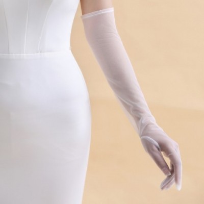 Five Fingers Bridal Gloves WG046 White Elegant Long Tulle Wedding Gloves for Women
