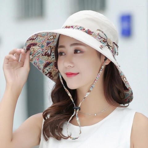Colorful Women's Beret Hat with Big Brim for Summer Sun Protection