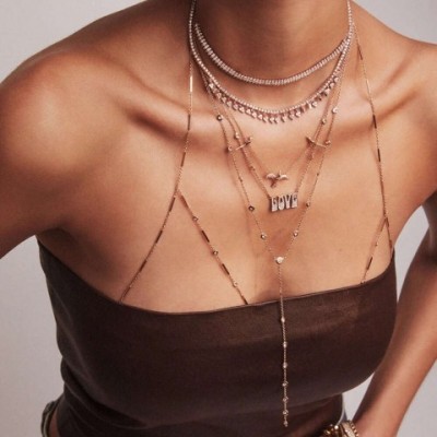 InStyle Gold Stainless Steel Tassel Pendant Y-Shaped Necklace for Women