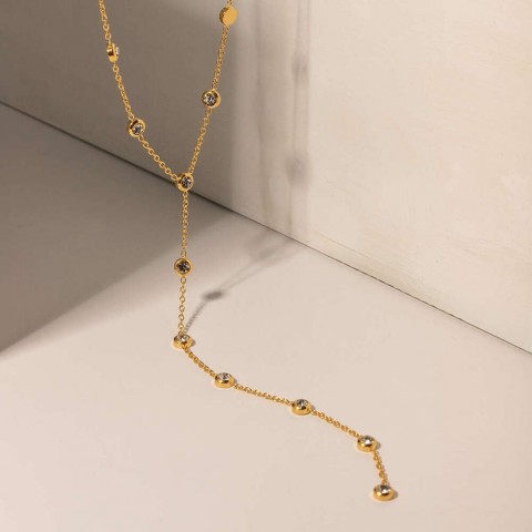 InStyle Gold Stainless Steel Tassel Pendant Y-Shaped Necklace for Women