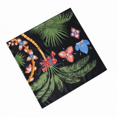 POBING 2024 Women's Luxury Silk Square Scarf 130cm*130cm Tree Print