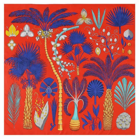 POBING 2024 Women's Luxury Silk Square Scarf 130cm*130cm Tree Print