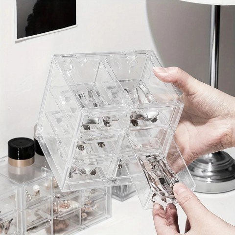 Transparent Storage Box for Cosmetics and Jewelry with Multi Grid Design