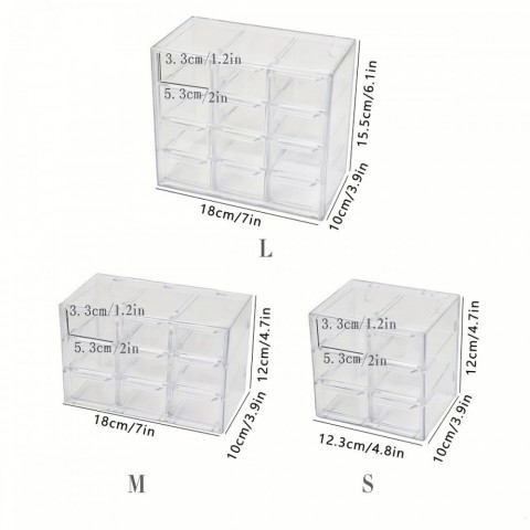 Transparent Storage Box for Cosmetics and Jewelry with Multi Grid Design