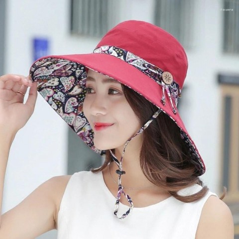 Colorful Women's Beret Hat with Big Brim for Summer Sun Protection