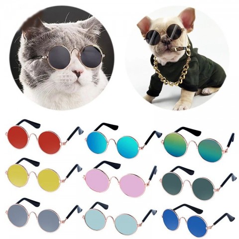 Cute Retro Metal & Resin Cat Sunglasses 2024 Multi-Color for Small Pets dh3628137