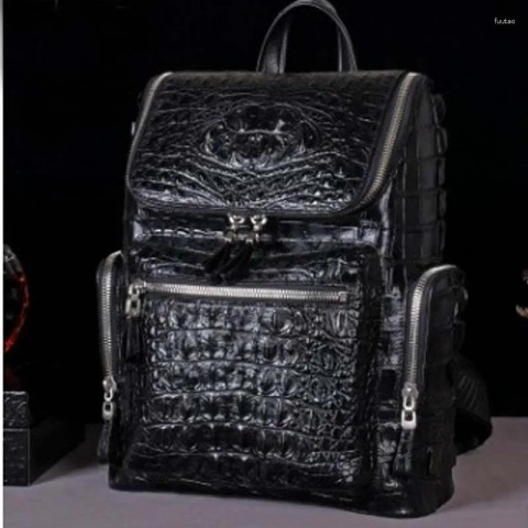 Dongou Men's Large Capacity Crocodile Travel Backpack for Business & Leisure