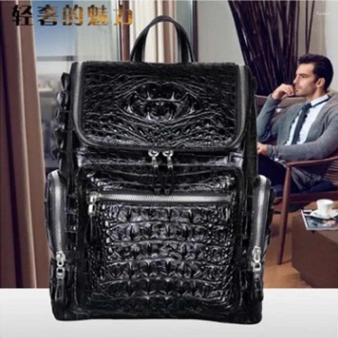 Dongou Men's Large Capacity Crocodile Travel Backpack for Business & Leisure