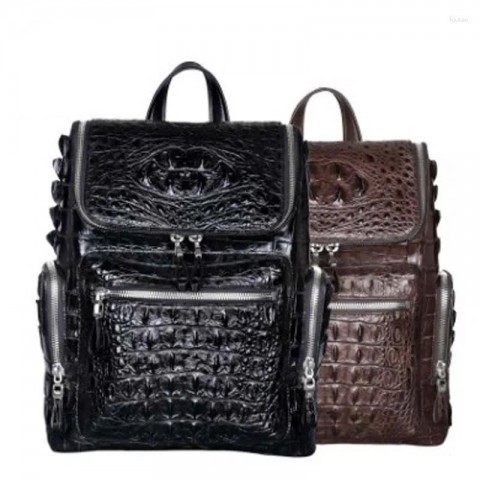 Dongou Men's Large Capacity Crocodile Travel Backpack for Business & Leisure
