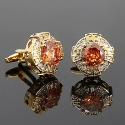 French Style Premium Copper Crystal Cufflinks for Men