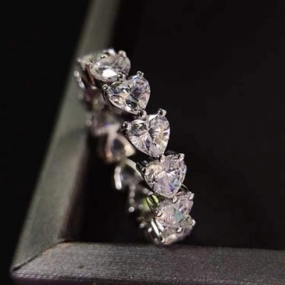 Heart-Shaped Sier Wedding Ring in Sterling Silver with 5A Cubic Zirconia