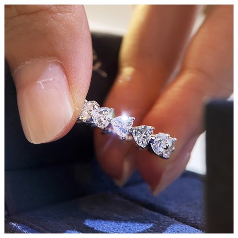 Heart-Shaped Sier Wedding Ring in Sterling Silver with 5A Cubic Zirconia