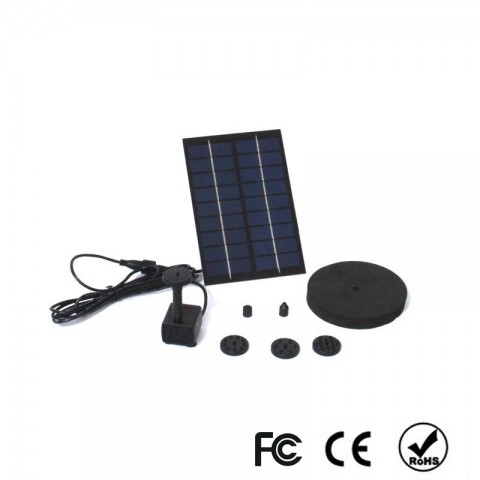 Solar Powered 9V 2W Plastic Water Fountain for Garden with 6 Spray Heads
