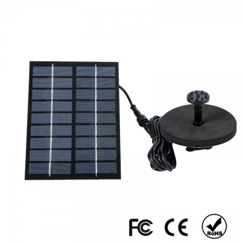Solar Powered 9V 2W Plastic Water Fountain for Garden with 6 Spray Heads