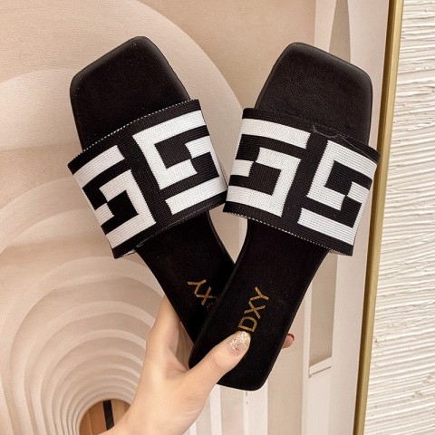 Embroidered Letter Summer Slippers for Women - Comfortable Flat Slippers