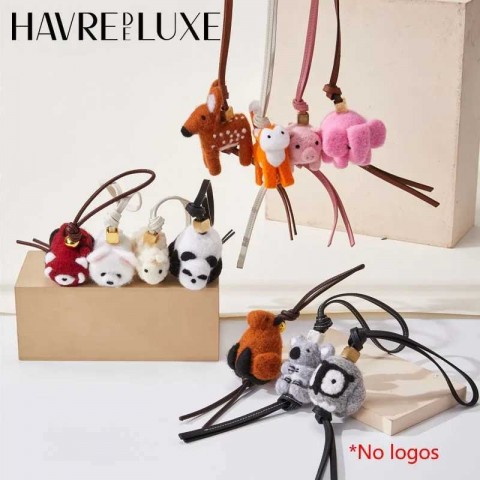 Handmade Sheepskin Rope Keychains for Boys - Cute Otter and Panda Charms