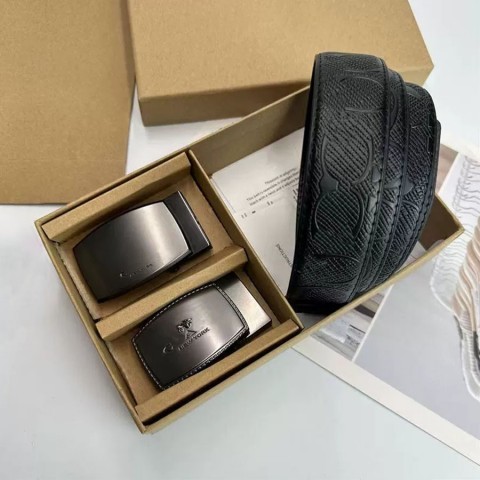 Luxury Designer Leather Belts Set for Men and Women with Double Buckles