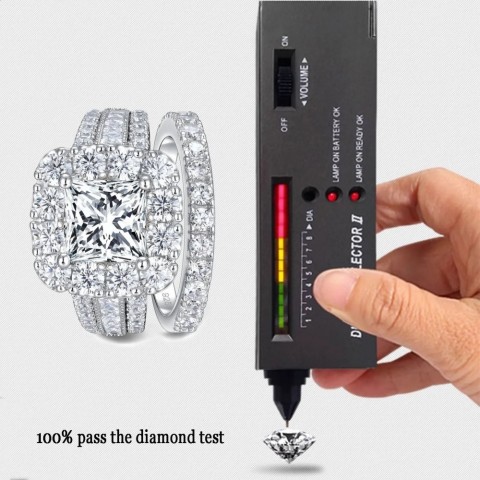 she YES1 Original 925 Silver Wedding Ring Set with VVS1 Diamond for Women
