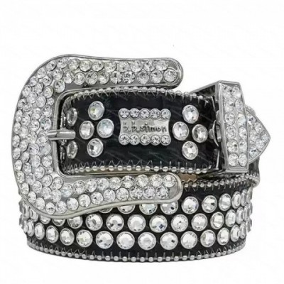 Luxury Genuine Leather Belts with Crystal Buckle for Men and Women