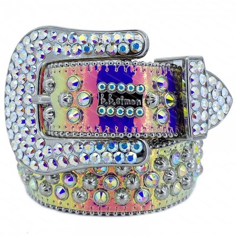Luxury Genuine Leather Belts with Crystal Buckle for Men and Women
