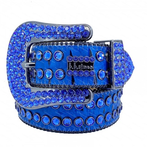 Luxury Genuine Leather Belts with Crystal Buckle for Men and Women