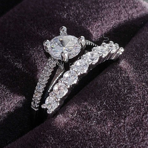 DAYSOE Women's Gothic Couple Rings with Heart Pattern in White Gold