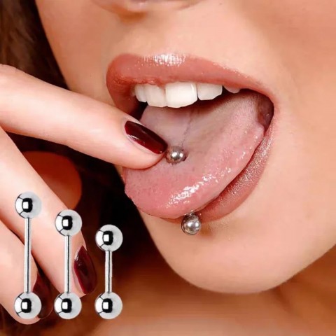 14g Steel Tongue Rod Barbell Buckle Jewelry in 16mm, 19mm, 22mm Sizes