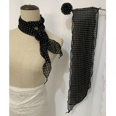 Elegant Satin Scarf with Rose Design - Soft Chiffon for Women