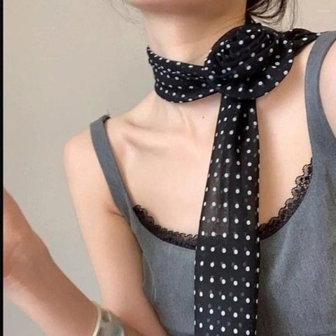Elegant Satin Scarf with Rose Design - Soft Chiffon for Women